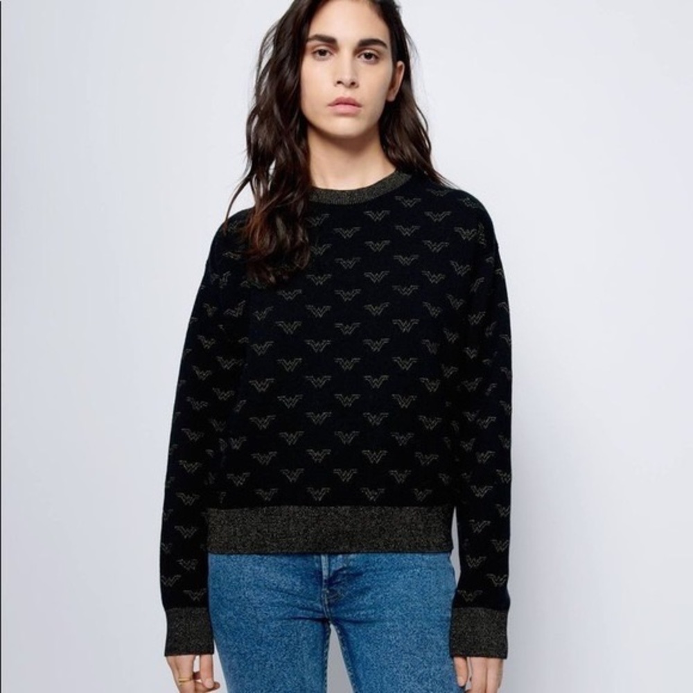 RE/DONE x Wonder Woman 80’s Metallic Logo Wool Blend Sweater Size XS